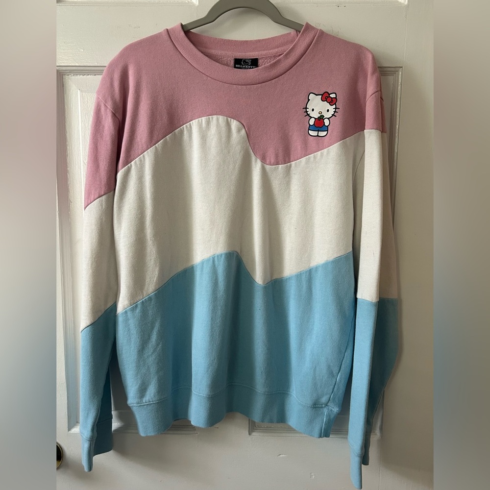 Hello Kitty Colorblock Pullover Sweatshirt Men’s Size M (Wmns L) Super Soft EUC